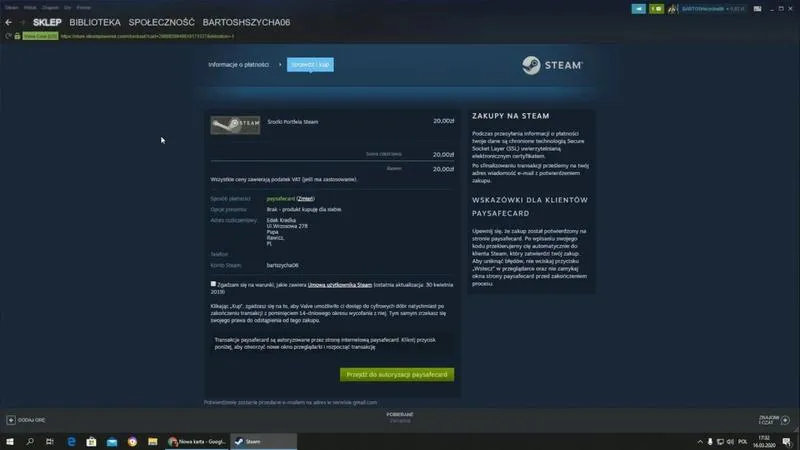 Kod portfela Steam