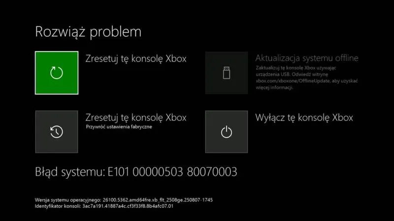 Resetowanie pada Xbox One