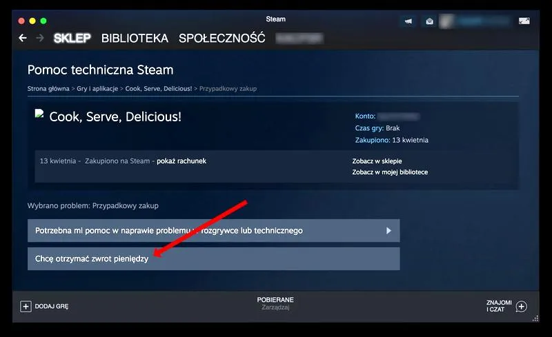 Warunki zwrotu na Steam