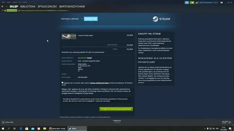 Zdobycie kodu portfela Steam